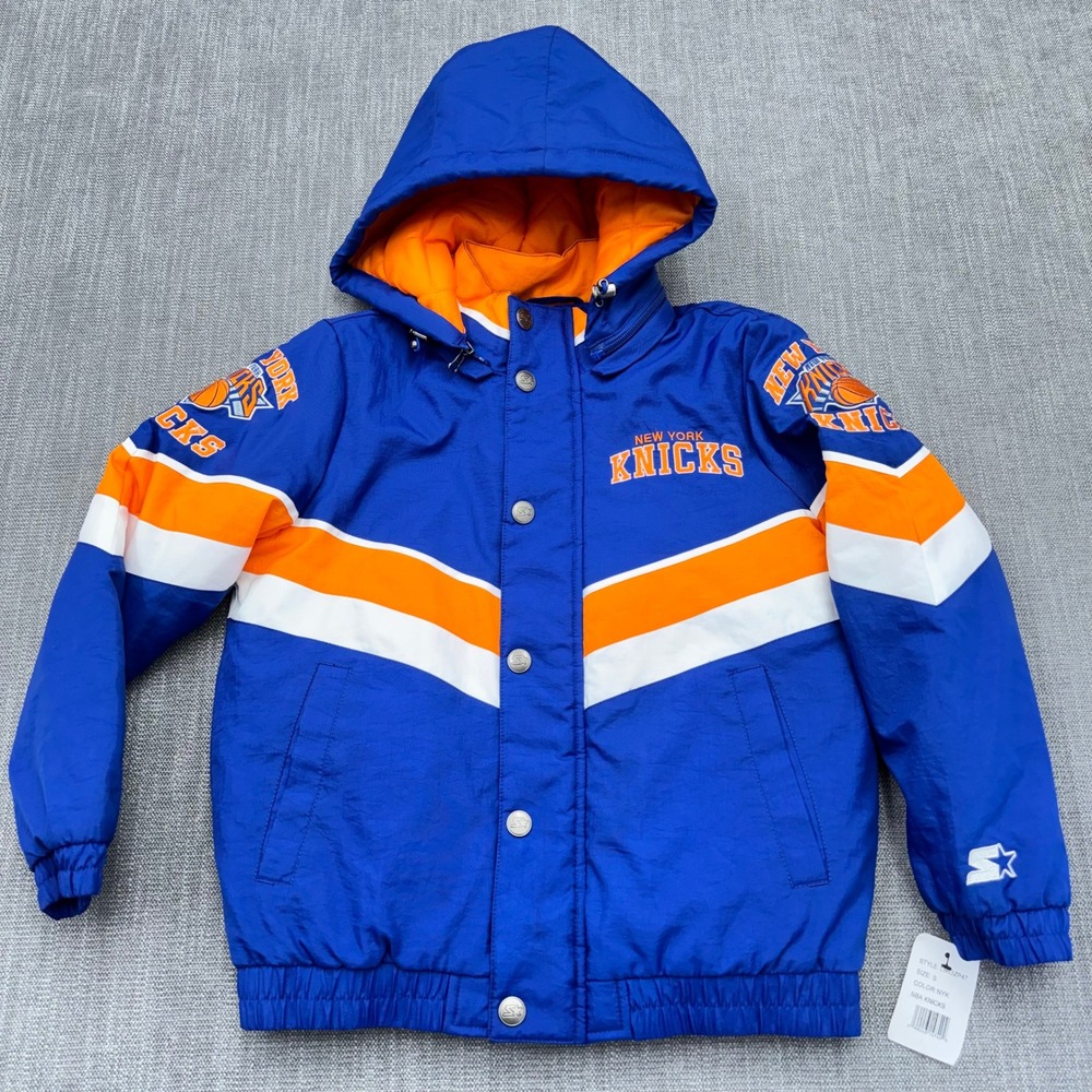 Starter New York Knicks Jacket Youth S 8-10 Blue Orange Hooded NBA NWT Sample